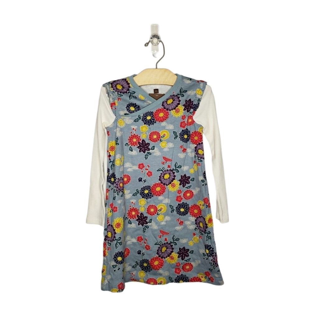NWT Tea Collection Size 5 Girl Floral Long Sleeve Wrap Neck Dress
